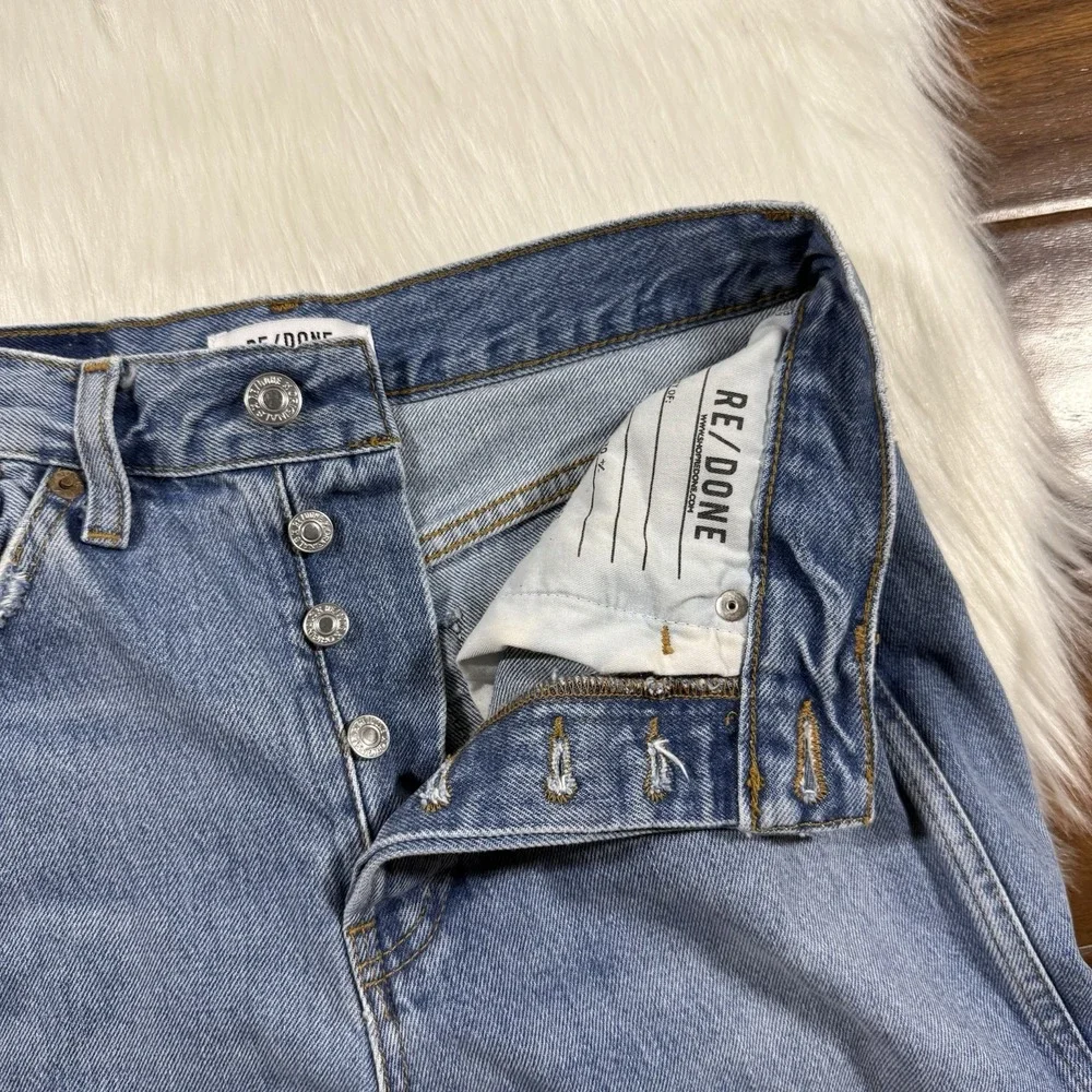 Re/Done Women's Size 25 90s High Rise Loose Fit Denim Jeans in Worn Blue Organic